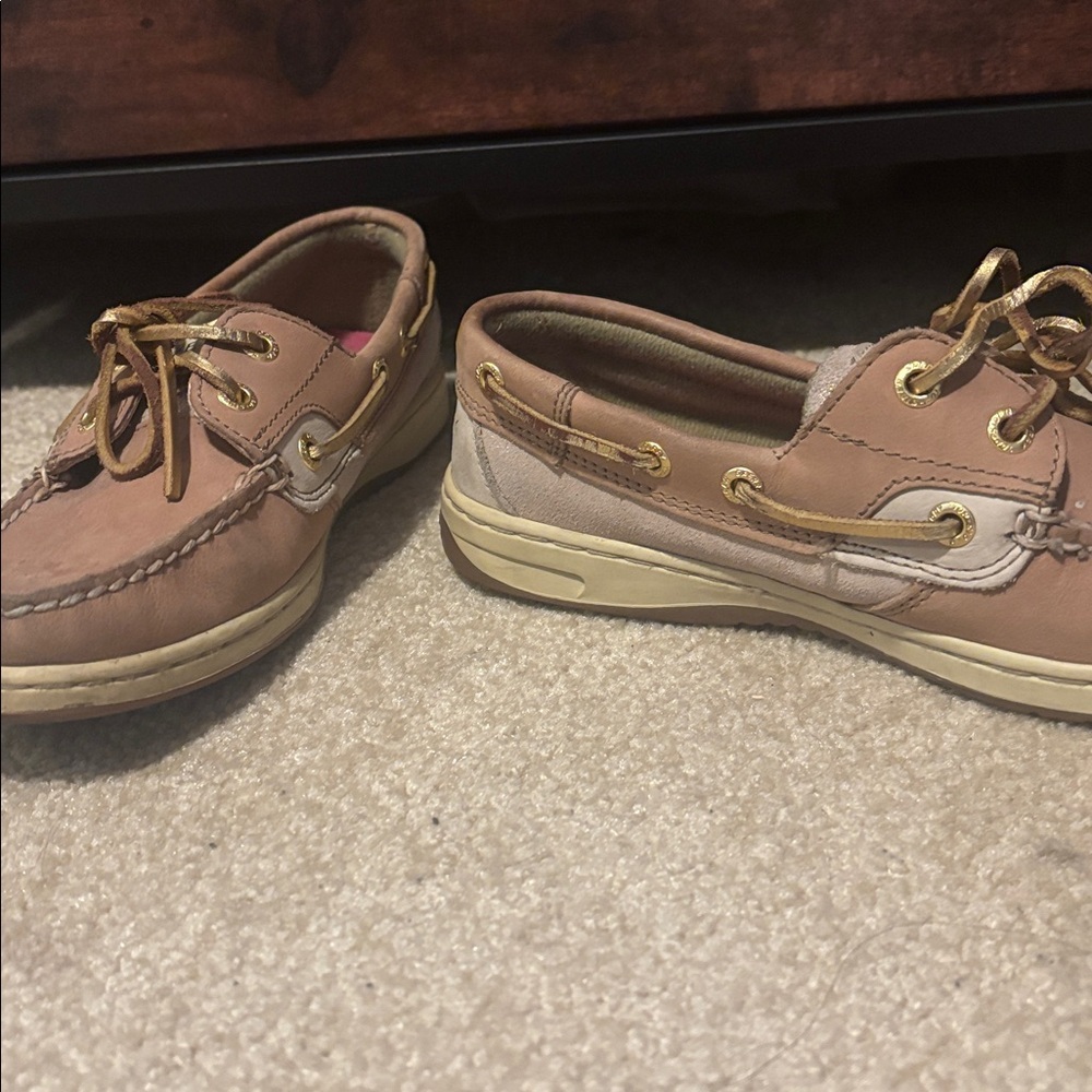 Sperry Tan Leather Boat Shoes with Pink Insoles leather upper - Picture 9 of 9